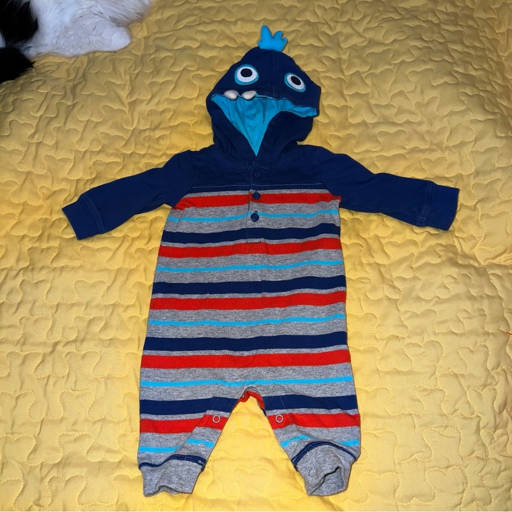 🌼 🎃 Gymboree Baby Boys Size 0-3 months Hooded Outfit Monster Alien Halloween